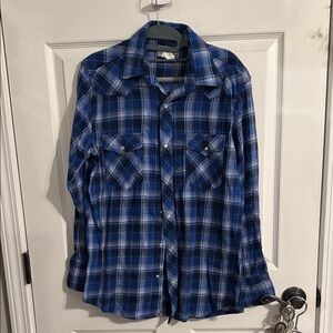 Blue Plaid Button-Up Shirt